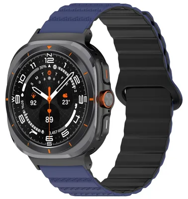 Obrázek produktu pro Pro Samsung Galaxy Watch Ultra 47mm Dot Pattern Silicone Magnetic Strap Dark Blue / Black