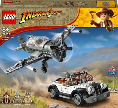 Immagine prodotto di LEGO 77012 Indiana Jones Fuga dall'aereo da combattimento Set d'azione con modello di aereo costruibile e auto giocattolo d'epoca, più 3 minifigure, Film L'ultima Crociata