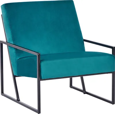 Produktbild von BELIANI Sessel Blaugrün Samt mit Schwarzem Metallgestell Niedrige Armlehnen Modern Relaxsessel Loungesessel für Wohnzimmer Ausstattung Sitzmöbel