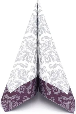 Produktbild von Airlaid Serviette Barock Silber in Pflaume, 40 x 40 cm, 50 Stück - APARTina