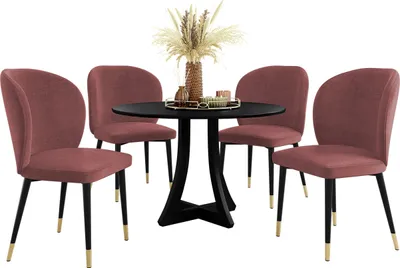 Produktbild von MIRJAN24 Stuhl Cleo, 1 Stück, Polsterstuhl, Beine aus Metall, 59x50x87 cm, Wohnzimmer (Farbe: Magic Velvet 2258, Beine: Schwarz / Schwarz + Gold)