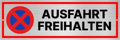 Produktbild von Schild Ausfahrt freihalten 15x5 cm Alu/Dipond selbstklebend mit Klebepads