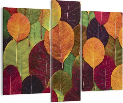 Produktbild von Bild auf Leinwand - Leinwandbild - 3 Teile - Herbst Blätter Grafiken - 95x80cm - Wand Bild - Wanddeko - Wandbilder - Leinwanddruck - Bilder - Wanddekoration - Leinwand bilder - Wandbild - CB95x80-4635