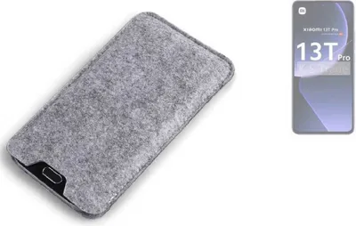Produktbild von K-S-Trade Filz Handyhülle kompatibel mit Xiaomi 13T Pro Schutzhülle Filztasche Filz Tasche Case Sleeve Handy Hülle Filzhülle grau