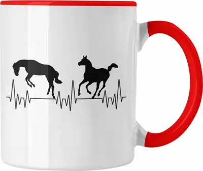 Produktbild von Trendation - Pferde Reiten Herzschlag Tasse Geschenk für Reiterin Hobby Geschenkidee (Rot)