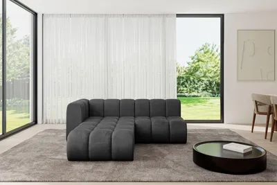 Produktbild von ALTDECOR Modulares Sofa Ecksofa in L-Form - Darnel-L1 - 205x177x70 cm Schwarz - Corner modular Sofa Eckcouch Couch Wohnlandschaft Cauchsofa Bodensofa Polstersofa