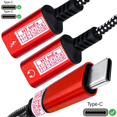 Produktbild von Audio 2in1 Adapter Y kabel für USB-C Splitter auf USB-C Kopfhörer und Laden Rot