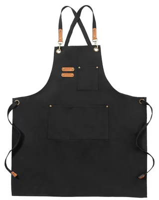 Canvasschürze mit Kreuzband, 3 Taschen, 70x80 cm, schwarz