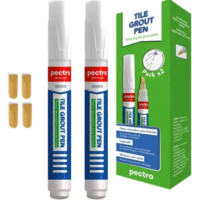 Produktbild von Fugenmarker Weiß Fliesenfugen - 8 ml - 2er Set - Wasserfest und reinigungsbeständig