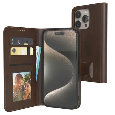 Produktbild von EAZY CASE Business Hülle für Apple iPhone 15 Pro klappbar, Premium Kunstleder Handyhülle mit Kartenfach