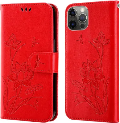 Image de Coque König Design compatible avec l'Apple iPhone 14 Pro Max, en simili cuir, pour téléphone portable - Étui de téléphone rouge