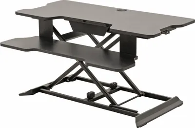 Produktbild von STIER Stehschreibtisch Konverter, hydraulische Höhenverstellung, 16 - 47 cm hoch, große Ablagen, 10 kg Tragkraft