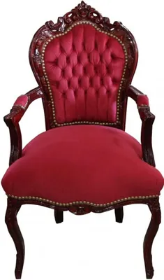 Produktbild von Casa Padrino Barock Esszimmer Stuhl mit Armlehnen Bordeaux / Braunrot