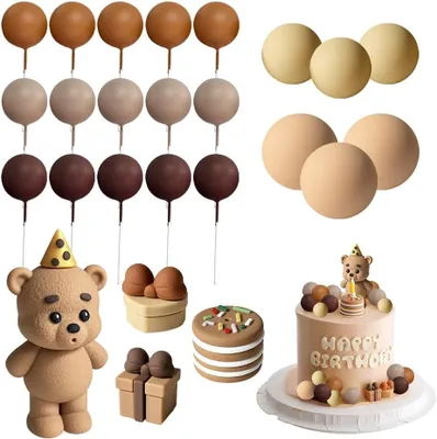 Produktbild von Tortendekoration 25 Stücke, Teddybär Tortenaufsatz, für Geburtstag