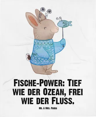 Produktbild von Mr. & Mrs. Panda Plaid Fische Astrologie - Weiß - Geschenk, Kinderdecke, Fleecedecke, Babydecke, Fischer, Erstlingsdecke, Geschenkidee Zum Geburtstag, Sternzeichen