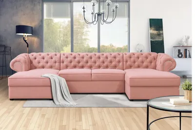 Produktbild von FURMEB 24 ECKSOFA mit Schlaffunktion SWAROVSKI U 348 x 180 cm ROSA