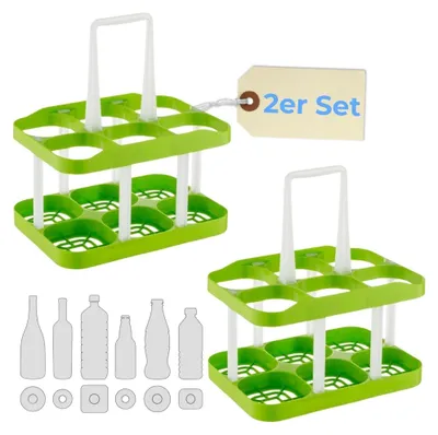 Produktbild von 2er Set Flaschentasche Flaschenträger 6 Flaschen Flaschenkorb Flaschensammler Flaschenaufbewahrung Flaschenkörbe & -Träger Flaschen Aufbewahrung