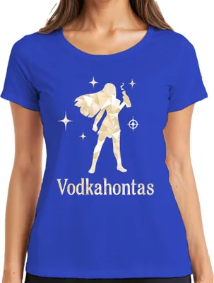 Produktbild von Vodkahontas Witzig Mädelsabend JGA Cocktail Party Spruch Frauen Damen T-Shirt, Blau, 3XL