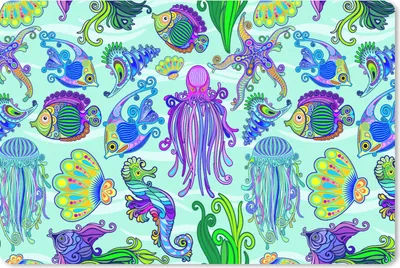 Produktbild von MuchoWow® Schreibtischunterlage Tiere - Regenbogen - Fische - Muster 60x40 cm - XXL Mauspad - Großes Mauspad
