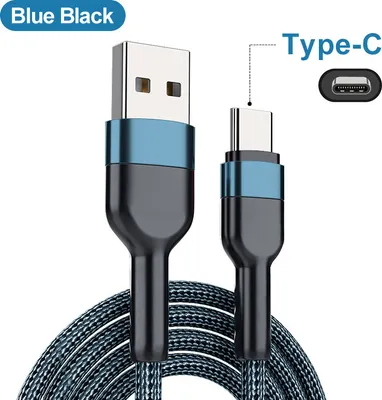 Imagen del producto de Cable de carga rápida de 5A, cable de datos de 480 Mbps, tipo C, para dispositivos iOS y Huawei, color  o azul, 2 metros