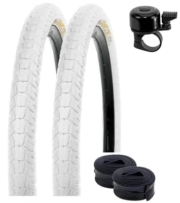 Produktbild von 2 x Kenda K-907 Krackpot BMX Fahrradreifen 20 x 1,95 (50-406) Weiß + 2 x passende Schläuche AV inkl. Fahrradklingel