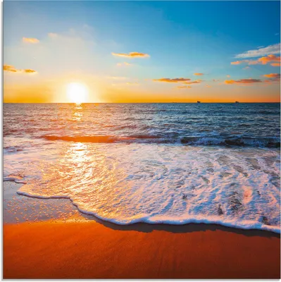 Produktbild von ARTland Glasbild Sonnenuntergang und das Meer Größe: 20x20 cm
