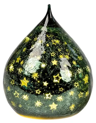 Produktbild von formano LED Deko Tropfen Tannengrün 16 cm Glas mit Timer 6h/18h Weihnachten