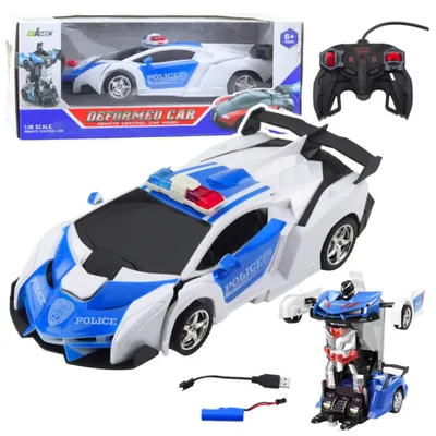 Image de Auto Robot 2 en 1 Police voiture de police télécommandée RC 1:18