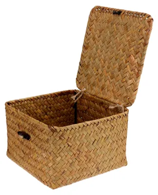 Produktbild von Große Strohgeflochtene Aufbewahrungsbox mit Deckel für Tee