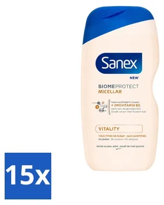 Produktbild von 15 x Sanex BiomeProtect Micellair Douchegel Vitaliteit 400 ml - Vorteilspackung - 15 Stücke