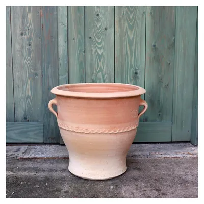 Produktbild von 100% handgefertigter Terracotta Pflanzkübel 40cm aus Griechenland - Exklusive & natürliche Atmosphäre für Ihren Garten & Zuhause Rosa 2