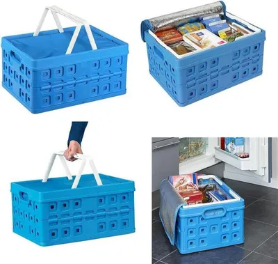 Produktbild von Sunware Square Vouwkrat + Koeltas 32L 49x36x24.5 cm Blauw
