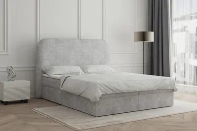 Produktbild von MOEBLO Boxspringbett Bett 07 – Boxspringbett, aus Boucle, Polsterbett Kontinentalbett, dekorativem Kopfteil Doppelbett mit Bonell-Frendung, Topper und Bettkasten (gepolstertes Kopfteil, Boxspring) - 140x200 - Hellgrau (Anthology 15)