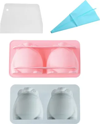 Produktbild von 2 Stück Frosch-Schokoladen-Gummi-Formen Mit 2 Vertiefungen Antihaft-Silikon-Backformen Für Die Herstellung Von Eiswürfeln Gelee-Schokoladenseife Zum Formen Von Bonbons, Mit Spritzbeutel Und Schaber