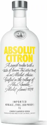 Immagine prodotto di Absolut Vodka Citron, vodka, grappa, distillato, alcol, bevanda alcolica, bottiglia, 40%, 1 L, 70350600