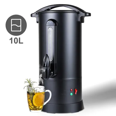 Immagine prodotto di Bollitore per vin brulé Clanmacy 1800 W, distributore di bevande calde, bollitore, 10 litri, con vassoio raccogli gocce, rubinetto di uscita, termostato e protezione contro il surriscaldamento, impostazione della temperatura da 30 a 110°C, nero