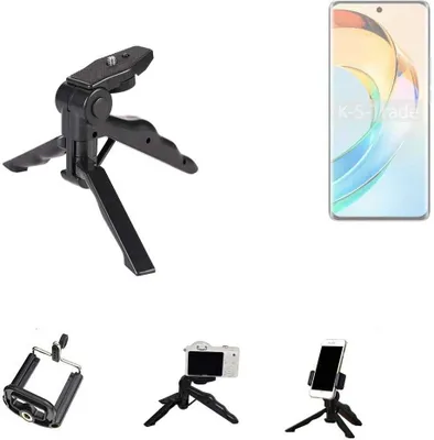 Produktbild von K-S-Trade Stativ Tisch-Ständer Dreibein Handy-Stativ Ständer kompatibel mit Honor Magic6 Lite 5G Mini-Stativ Smartphone Tripod Handy-Stativ aus