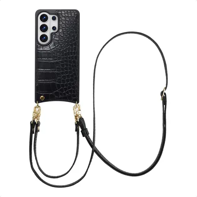 Productafbeelding van Selencia Nova Croco Telefoonhoes met Koord en Pashouder voor de Samsung Galaxy S26 Ultra - Zwart