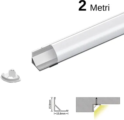 Produktbild von Aluminium-Eckprofil-Set für 2 m LED, 2000 x 15,8 x 15,8 mm