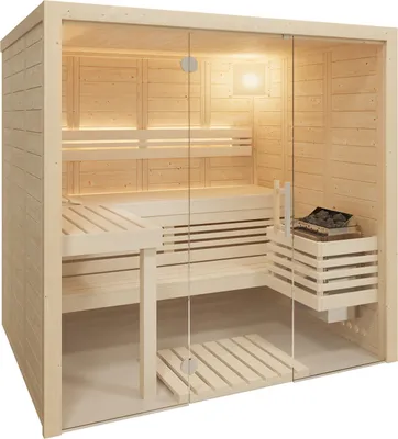 Produktbild von Infraworld Solido Glas Massivholzsauna aus nordischer Fichte 210x167x202cm