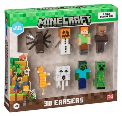 Produktbild von Minecraft 3D Erasers - 8 Pack Deluxe Box Ver.b