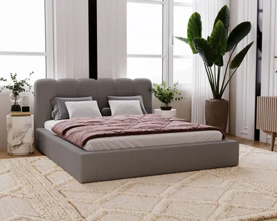 Produktbild von Diana Polsterbett 140x200 Boucle, Doppelbett mit Bettkasten, Lattenrost, Kopfteil - Polsterbett Dunkelgrau (Anthology 18)