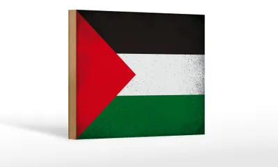 Produktbild von Holzschild Flagge Palästina 18x12cm Flag Palestine Vintage Dekoration