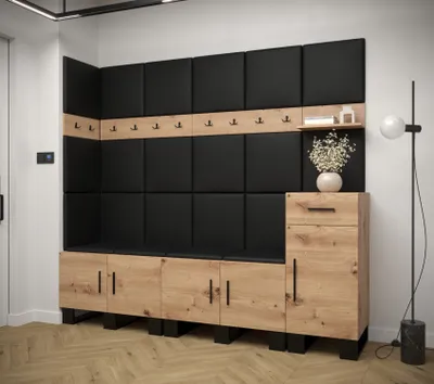 Obrázek produktu pro Předsíňová sestava RUMIE 9 - dub artisan, černé panely z