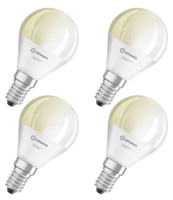 Produktbild von 4 x Ledvance LED Smart+ Tropfen 4,9W = 40W E14 matt 470lm warmweiß 2700K dimmbar App Google WiFi