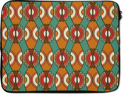 Produktbild von MuchoWow® Laptop Hülle 17 Zoll Laptoptasche Design - Retro - Orange - Abstrakt - Zipper - Schutzabdeckung