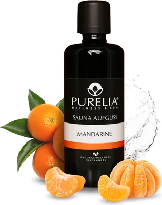 Produktbild von PURELIA Saunaaufguss Konzentrat Mandarine 100 ml natürlicher Sauna-aufguss - reine ätherische Öle