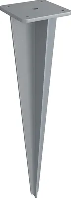 A single gray metal ground anchor for a side awning post.
