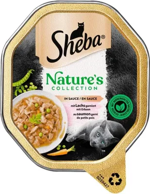 Produktbild von Sheba Nature's Collection in Sauce - Katzennassfutter in der Schale mit Lachs und grünen Erbsen - 22 x 85g