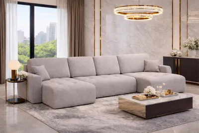 Produktbild von Kaiser Möbel Ecksofa mit Schlaffunktion und Bettkasten U-Form Ivo U XL, Veloursstoff Salvador, Grau
